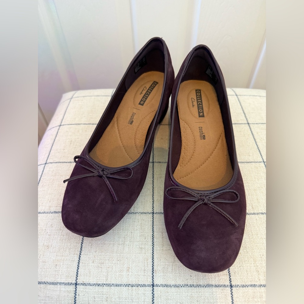 Clarks Dark Purple Suede Loafers